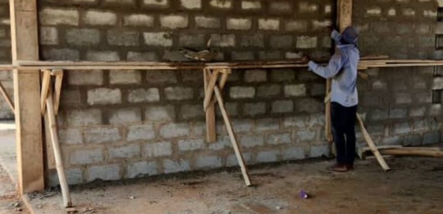 1.231 Acre landed property || uncompleted shop || block factory for sale at Oyibi